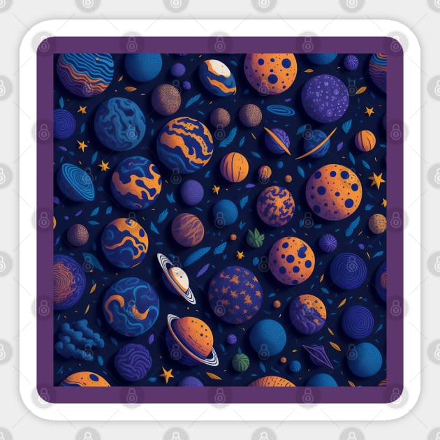 Planets and Stars Pattern Sticker by Contrapasso